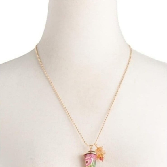 Betsey Johnson Latte pendant with maple leaf  necklace! - Picture 2 of 12